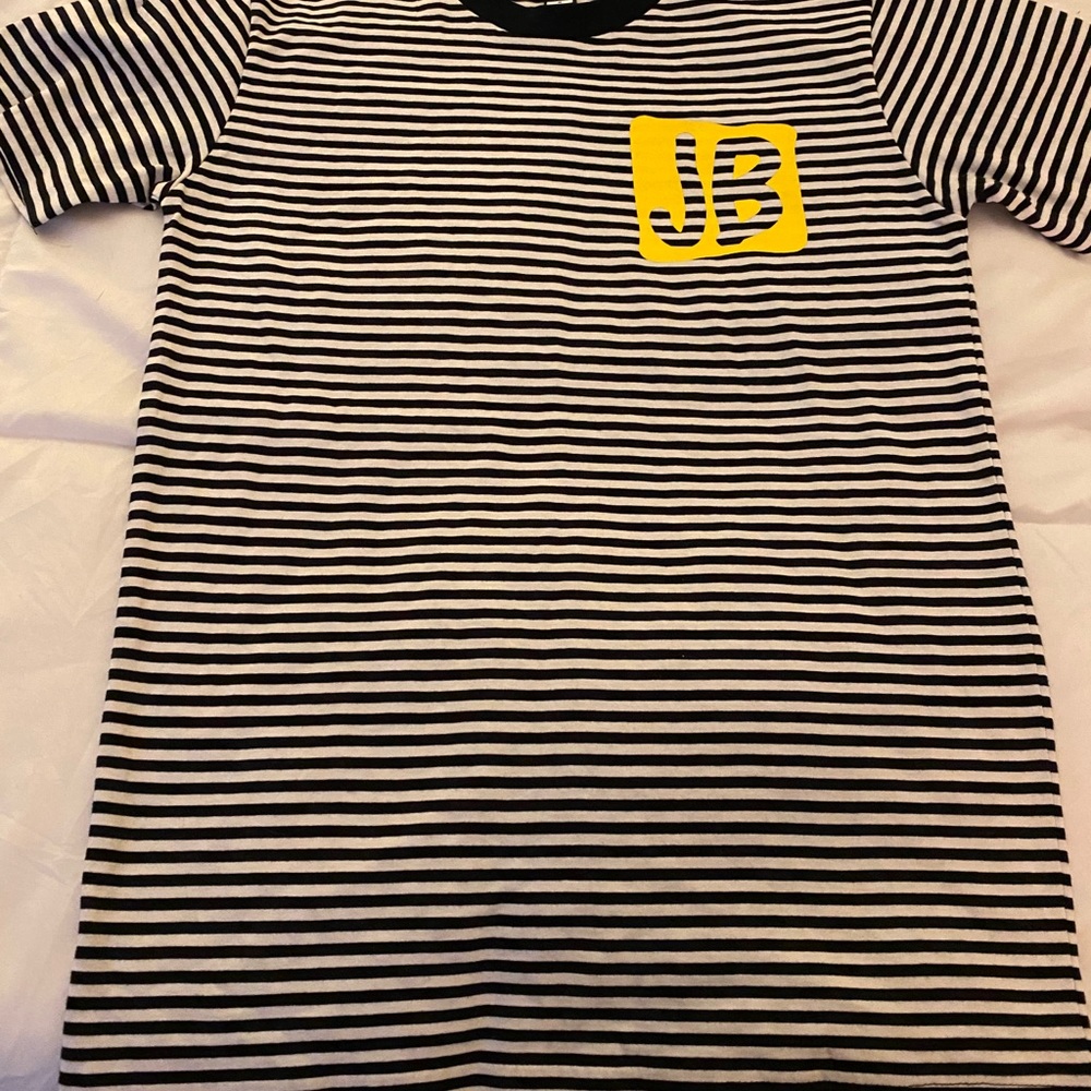 Bowery AS Color blk & White striped Tee w/ JB sz S
